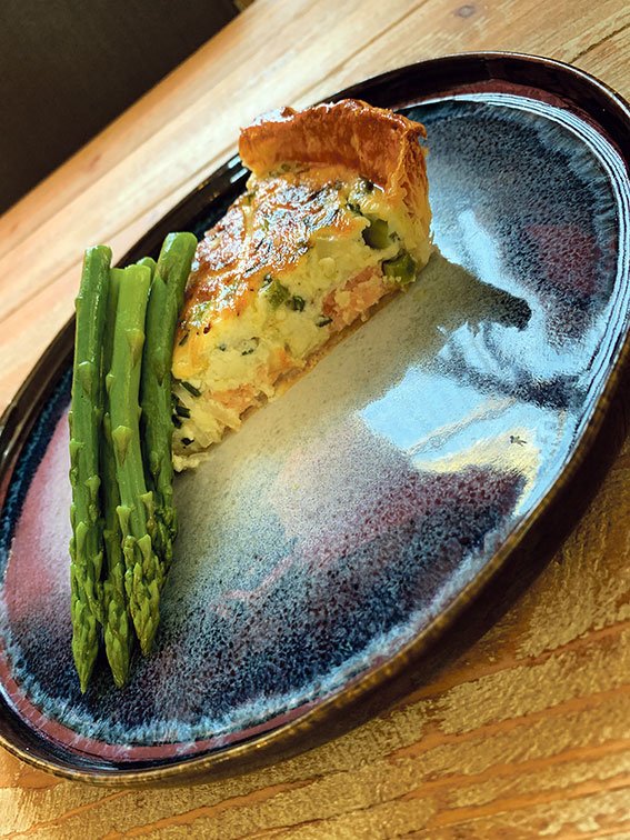 QUICHE LORRAINE: Serve warm with fresh asparagus and a green salad.