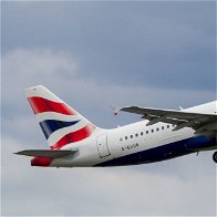 British Airways plane in flight.