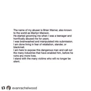 Evan Rachel Wood Makes Serious Allegations Against Marilyn Manson