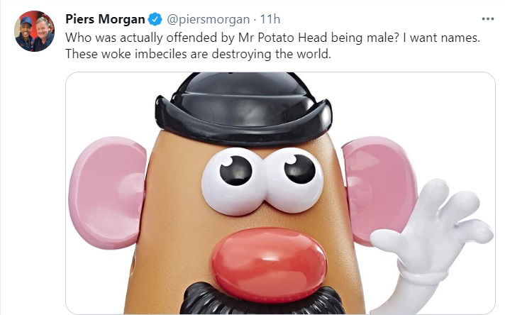 Piers Morgan Unleashes Flurry Of Rants Over 'Woke' Gender Neutral Mr Potato Head Announcement