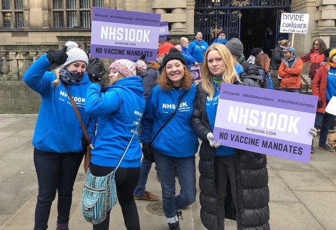 NHS workers' purple ribbon revolt over mandatory vaccination grows