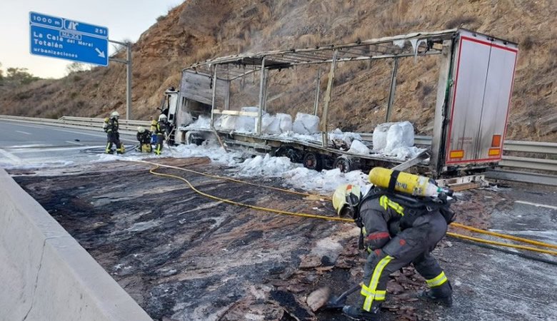 Rincon de la Victoria lorry fire causes tailbacks on A-7 motorway