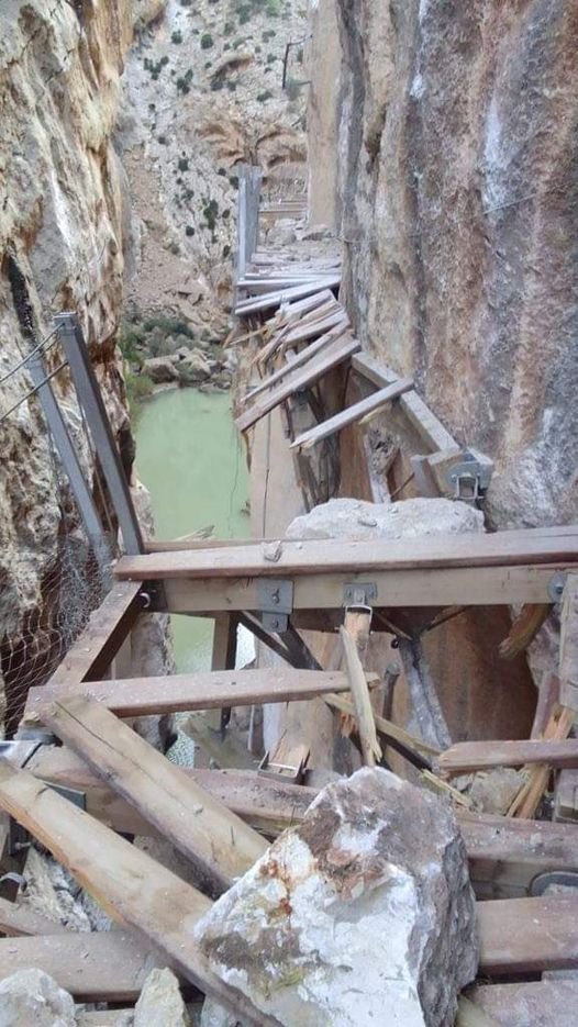 Malaga’s Caminito del Rey forced to close after landslides destroy wooden walkway