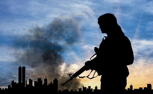 Silhouette of a terrorist.