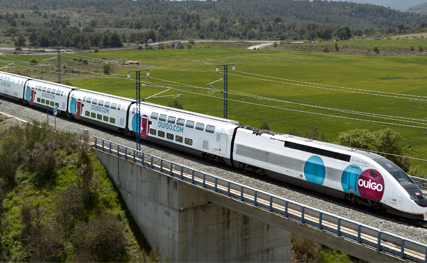 Image of an Ouigo high-speed train.