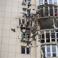 Drone damage on a Kyiv building