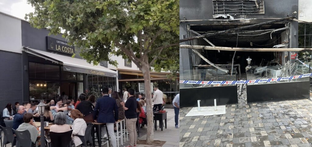 Cafe La Costa before and after the overnight fire