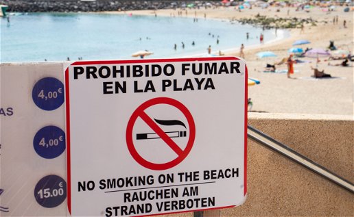 No smoking sign on Canary Islands beach