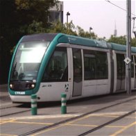 Image of a tram in Barcelona.