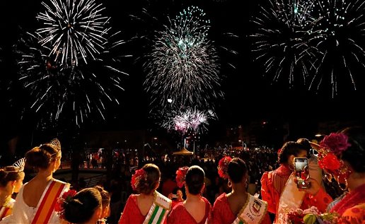 Image of fireworks on the opening night of Marbella's San Bernabe Fair 2023.