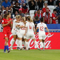England Women celebrate against the USA