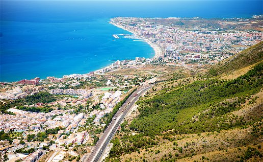 Aerial view of Málaga's coastline.