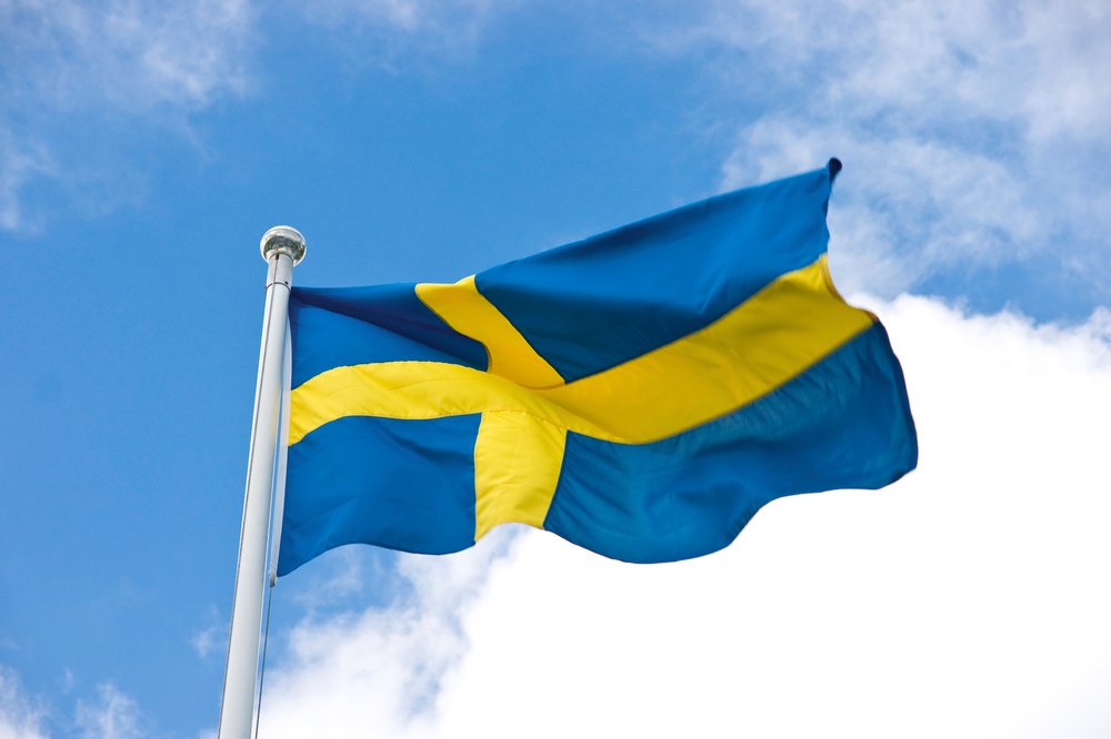 Swedish flag blowing in the wind