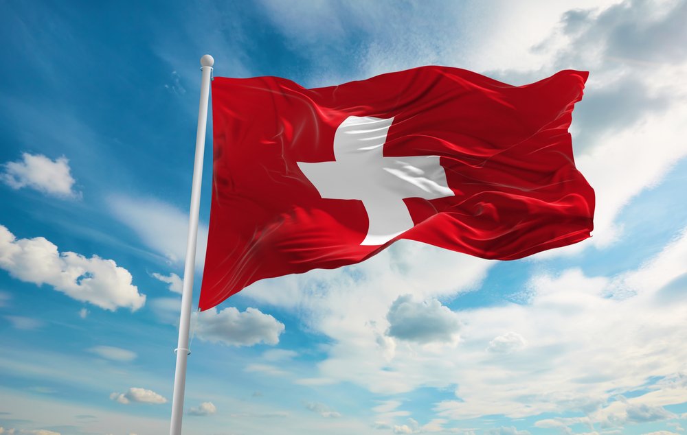 Switzerland flag waving in the wind