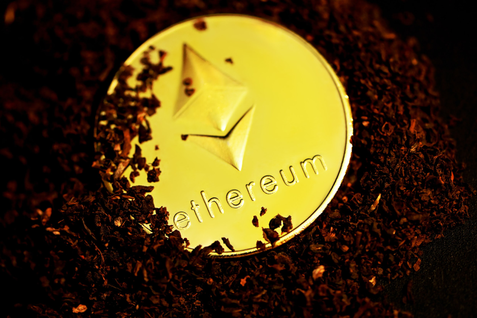 Bright gold Ethereum Crypto coin 