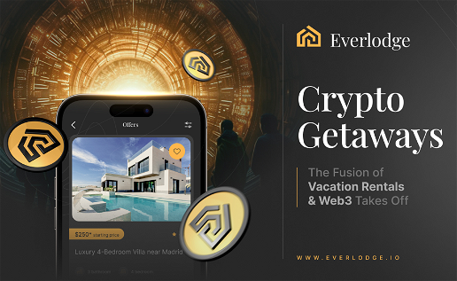 Mobile in front of a tunnel lit with golden colour with Everlodge coins in picture