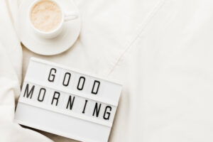 good morning sign with coffee