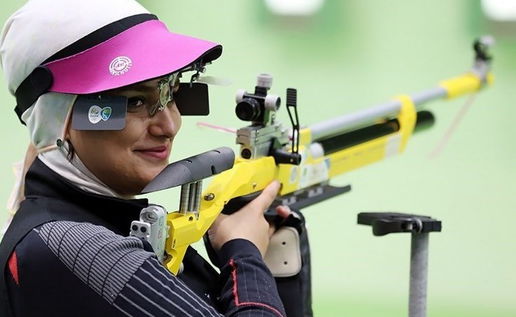 Image of Iranian athlete wearing a hijab during Rio Olympics in 2016.