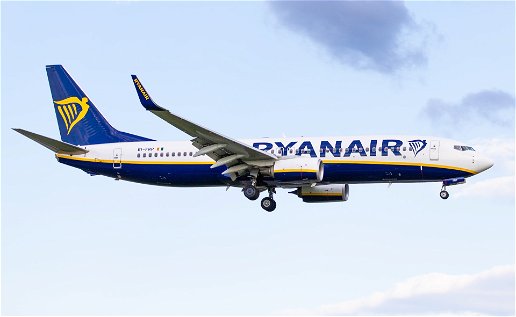 A Ryanair plane in flight