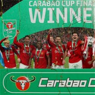 Manchester United lifting the Carabao Cup