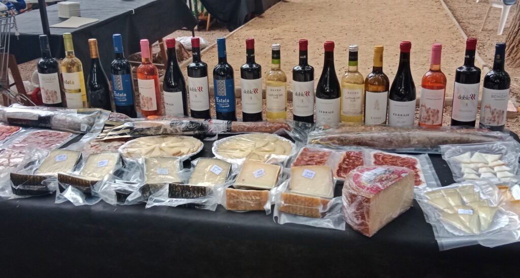 Selection of food and wine