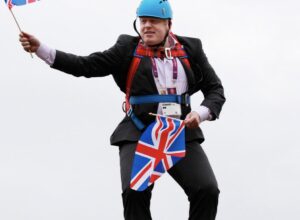 boris johnson on a zipwire