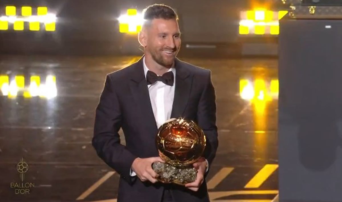 Argentina captain Lionel Messi picks up his eighth Ballon D’or award ...