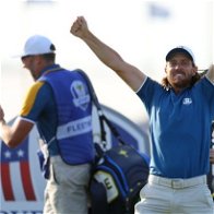 Image of Tommy Fleetwood winning the Ryder Cup 2023 for Team Europe.