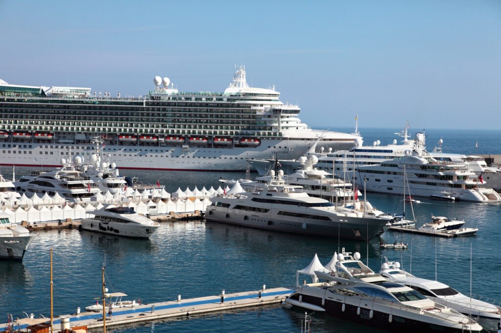 large cruise liner in port in Monaco