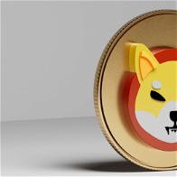 Picture of a Shiba Inu coin with the dog symbol standing out