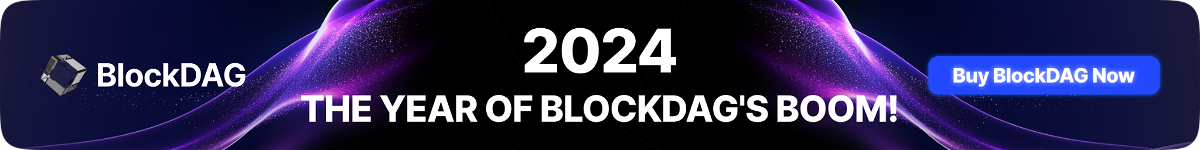 Banner with text 2024 the year of the blockdag
