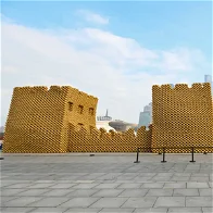 Balloon wall: Blowing away records and gravity in China's skyline.