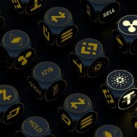 Black and Gold Dice with crypto logos on