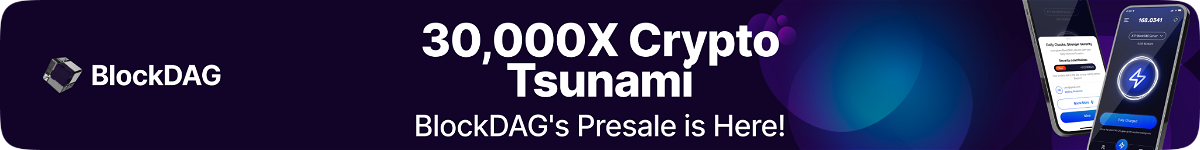 Banner with text 30,000 x crypto tsunami