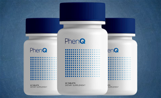 blue background with 3 bottles of PhenQ