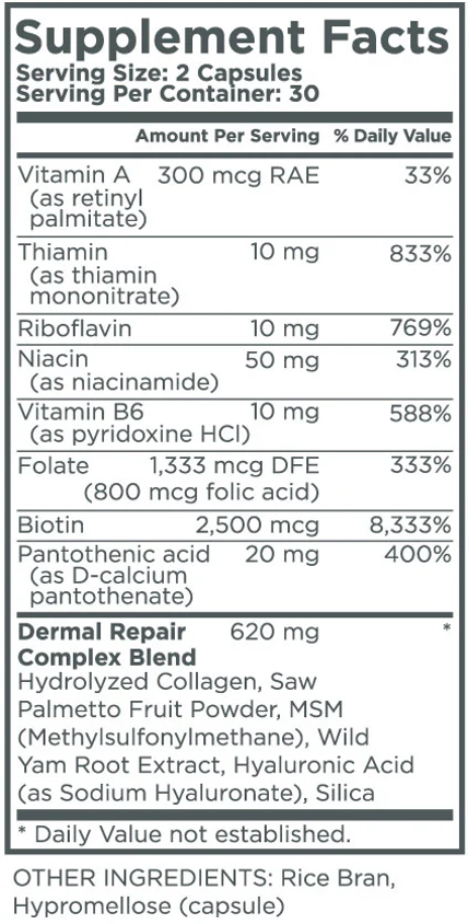 list showing supplement facts