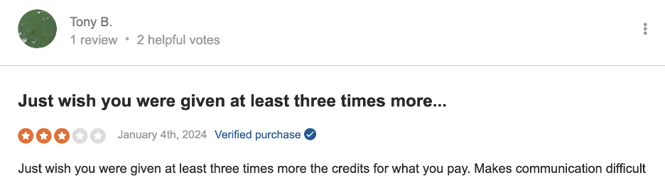 Screenshot of a review for Asiatalks