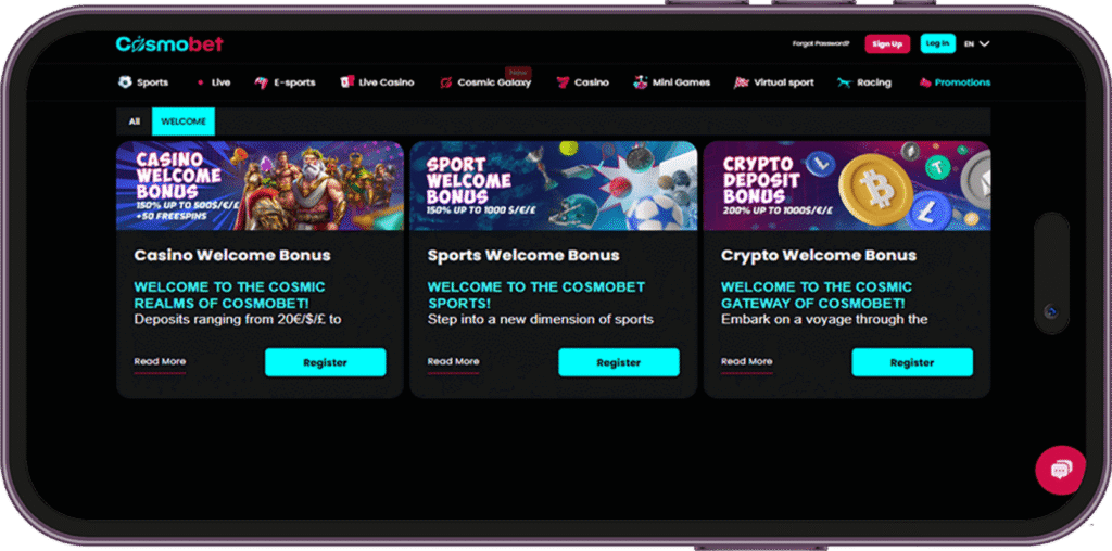 sceenshot of cosmobet