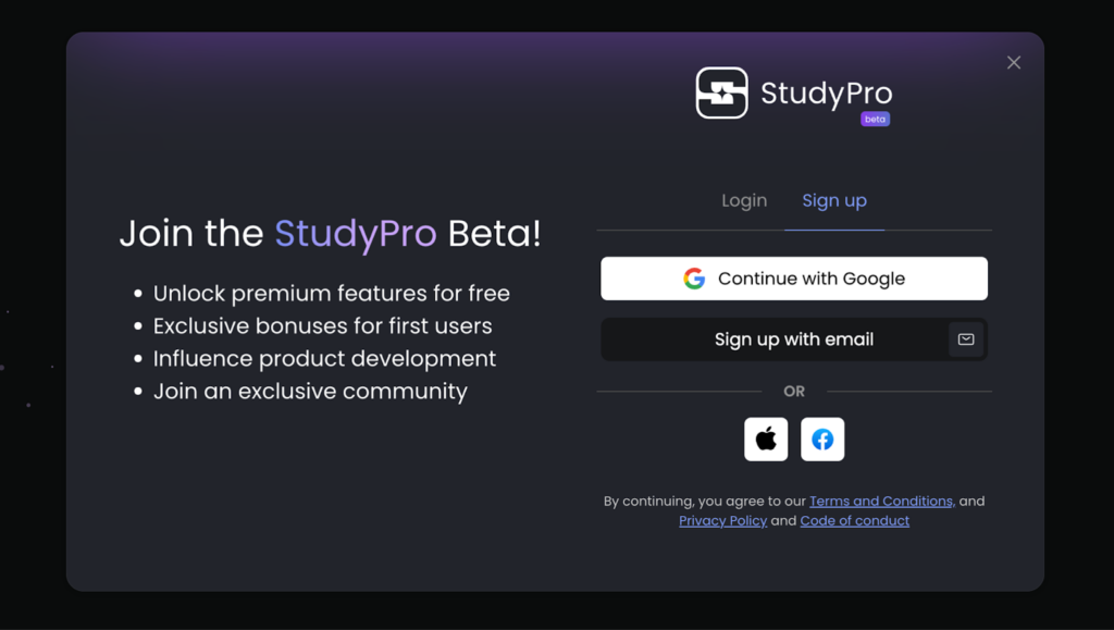 The end of academic overwhelm: Introducing StudyPro Euro Weekly News StudyPro sign up page