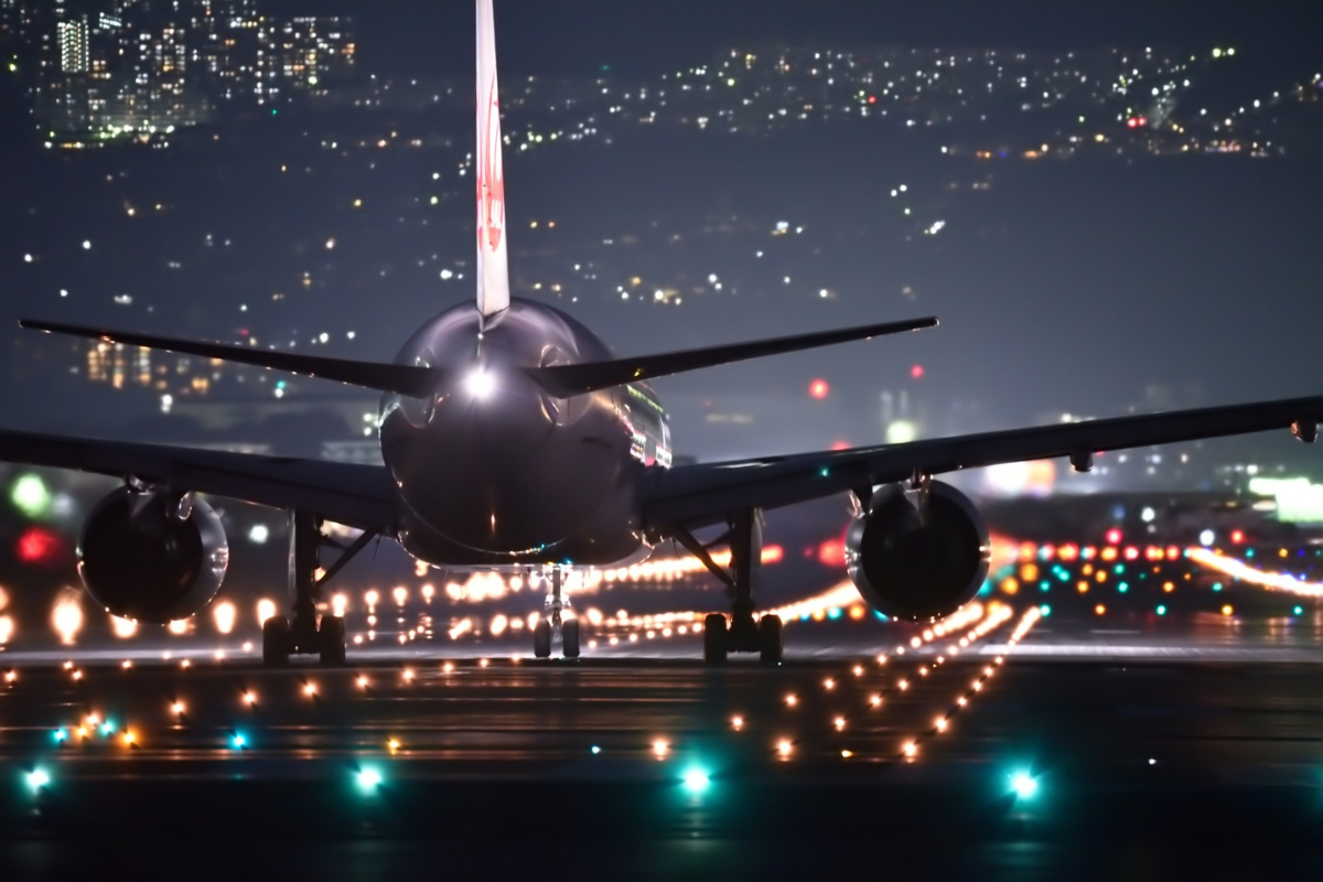 Emergency jet met by fire crews at Manchester Airport.