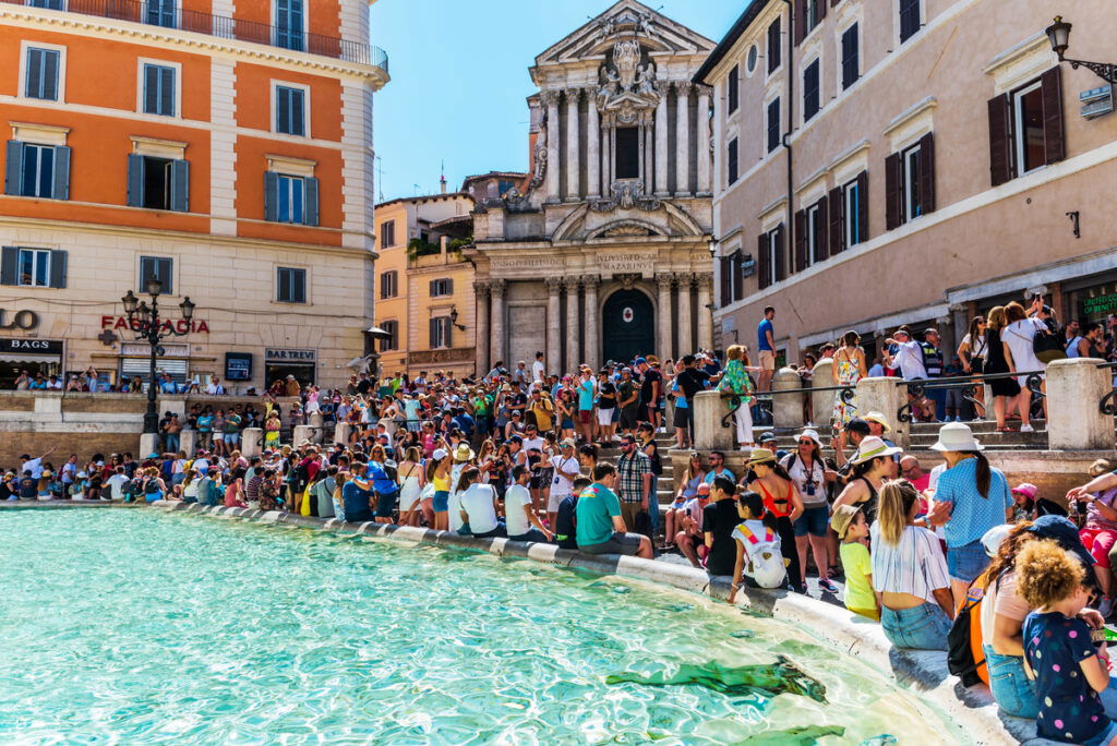 Typical crowded time astatine nan Trevi Fountain successful Rome.