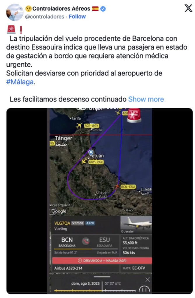 Twitter station from Spanish aerial postulation controllers.
