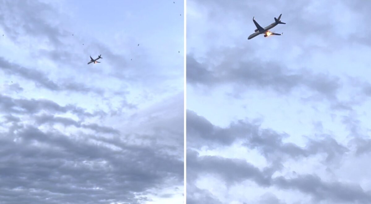 Boeing engine blows midair over Corfu\” />