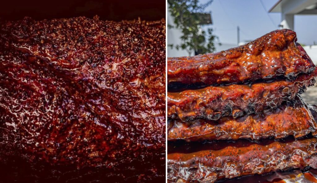 Smoked pork ripe for pulling & signature BBQ ribs.