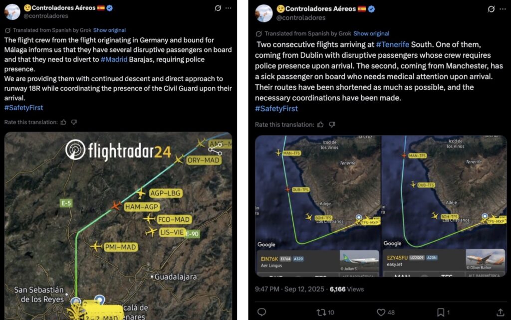 Tweets from air traffic controllers.