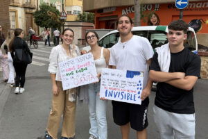 Students clasp up signs astatine protestation ant-bullying successful Almeria