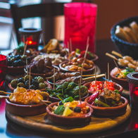 Plates of typical Spanish plates and tapas