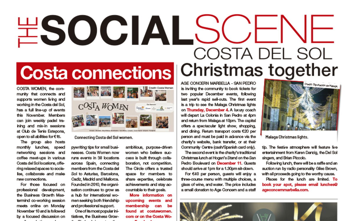 Social Scene for Costa del Sol 6 - 12 Nov 2025