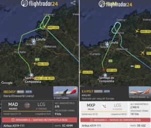Radar images of Flight paths diverted.