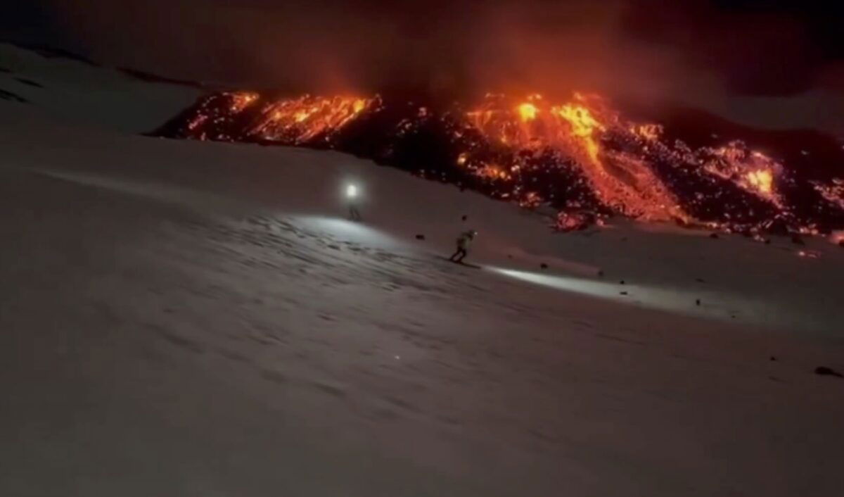 Etna’s latest eruption – lava flows a draw for daring skiers